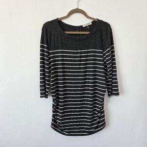 Laila Jayde Maternity Top Shirt Raglan Stripe ¾ Sleeve Comfy Modest Twee XL